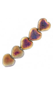 Czech Hearts beads 6mm Crystal etched sliperit full 00030/29583